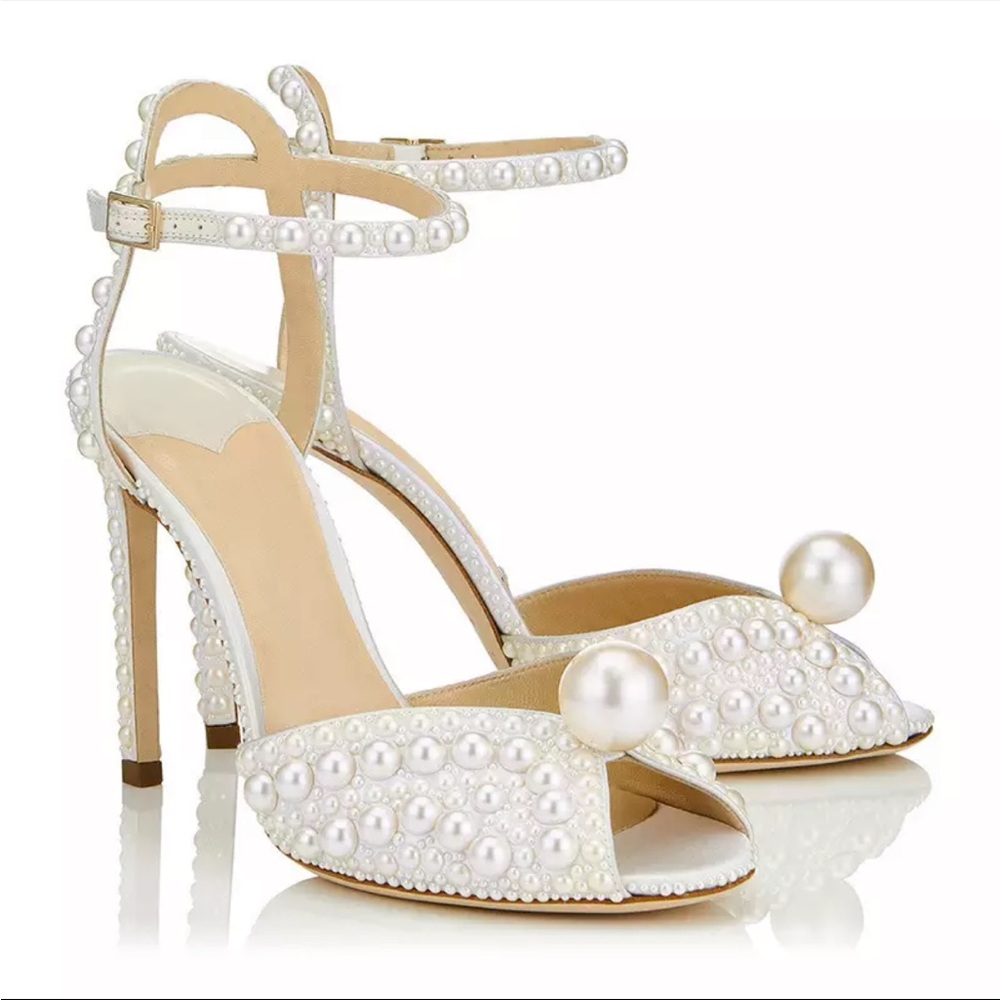 White pearl heels